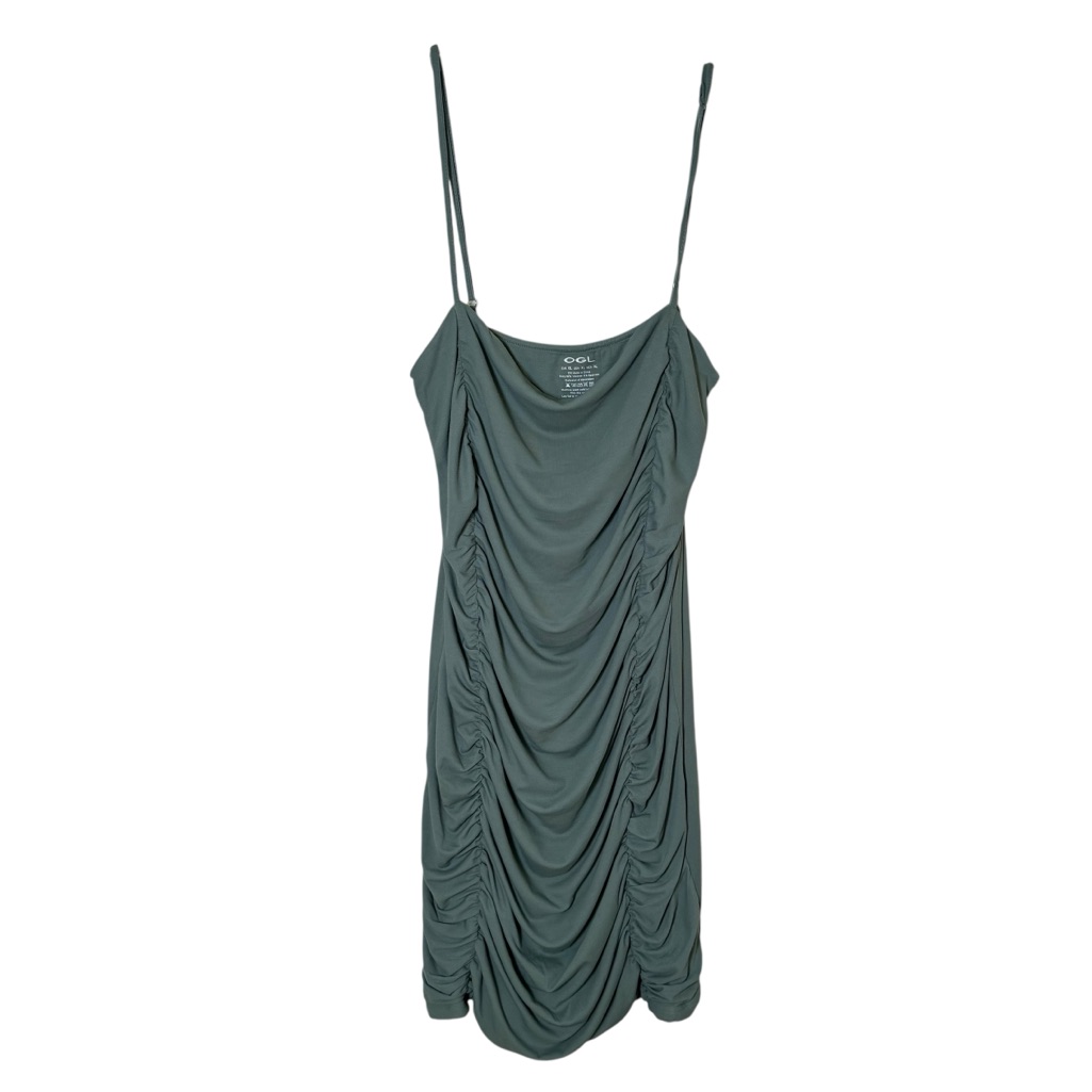 Ogl Green Ruched Spaghetti Dress Size Xl New